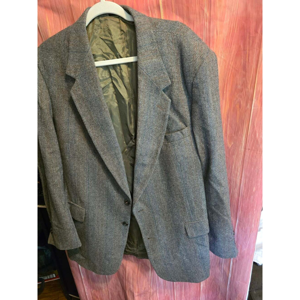 Towncraft Gray Herringbone Tweed Wool Classic Sport Coat Blazer Jacket