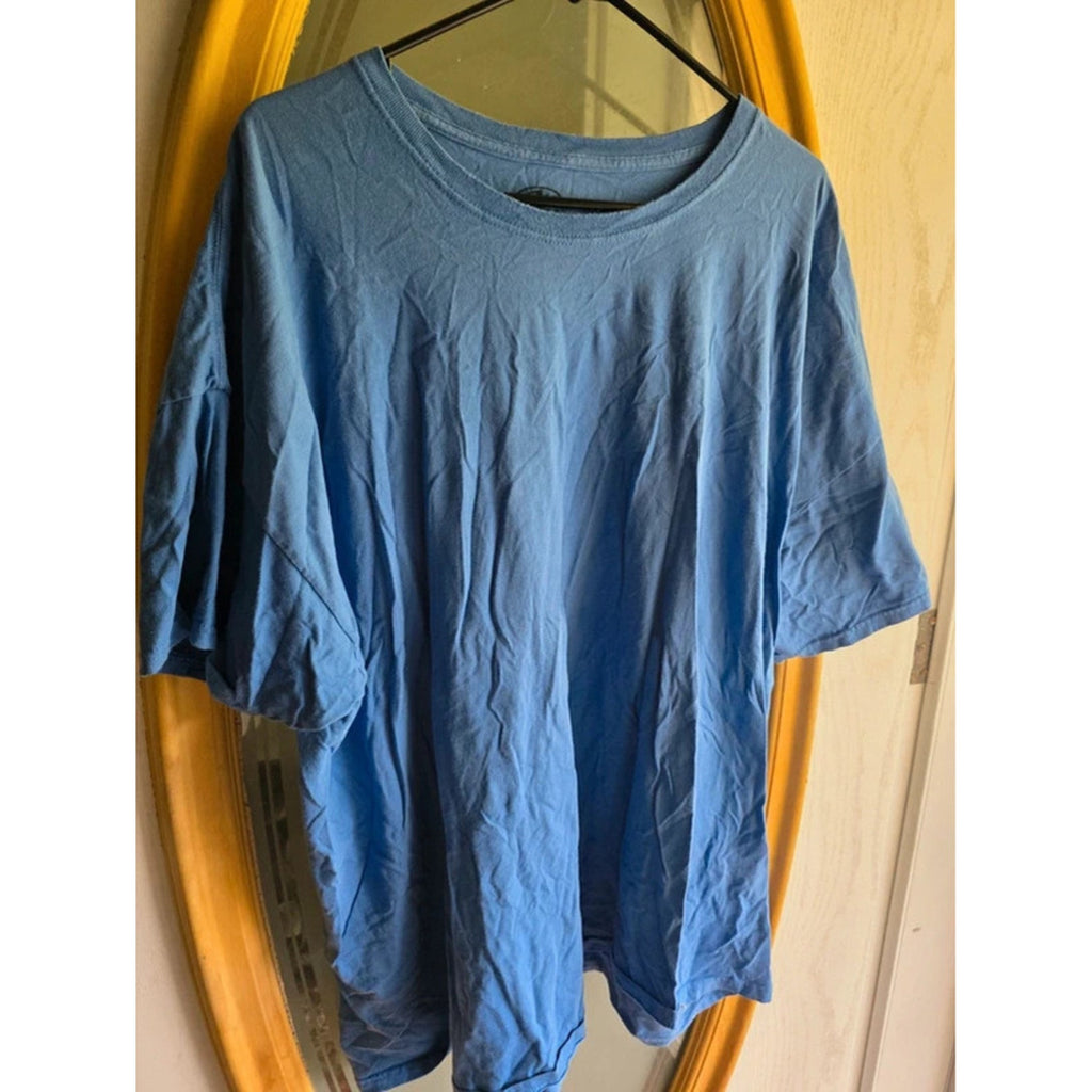 Athletic Works Mens Size 4XL Solid Sky Blue 100% Cotton Short Sleeve Blank Tee