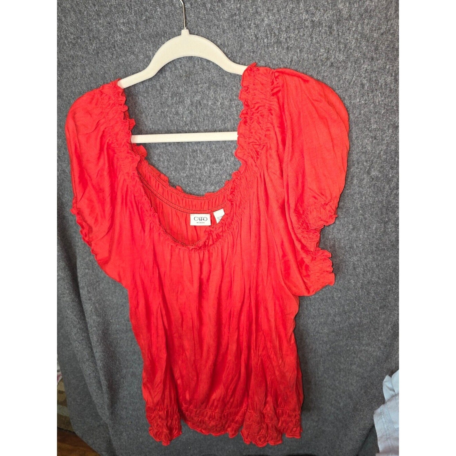 Cato Red Short Sleeve Ruffled Blouse Size 22/24