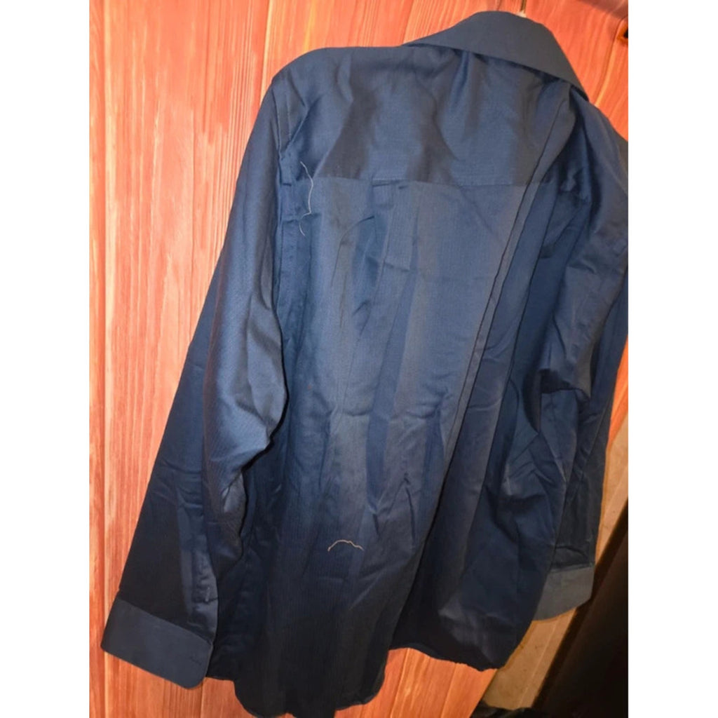 Geoffrey Beene Men's Navy Blue Wrinkle Free Long Sleeve Dress Shirt 16.5 34/35 L