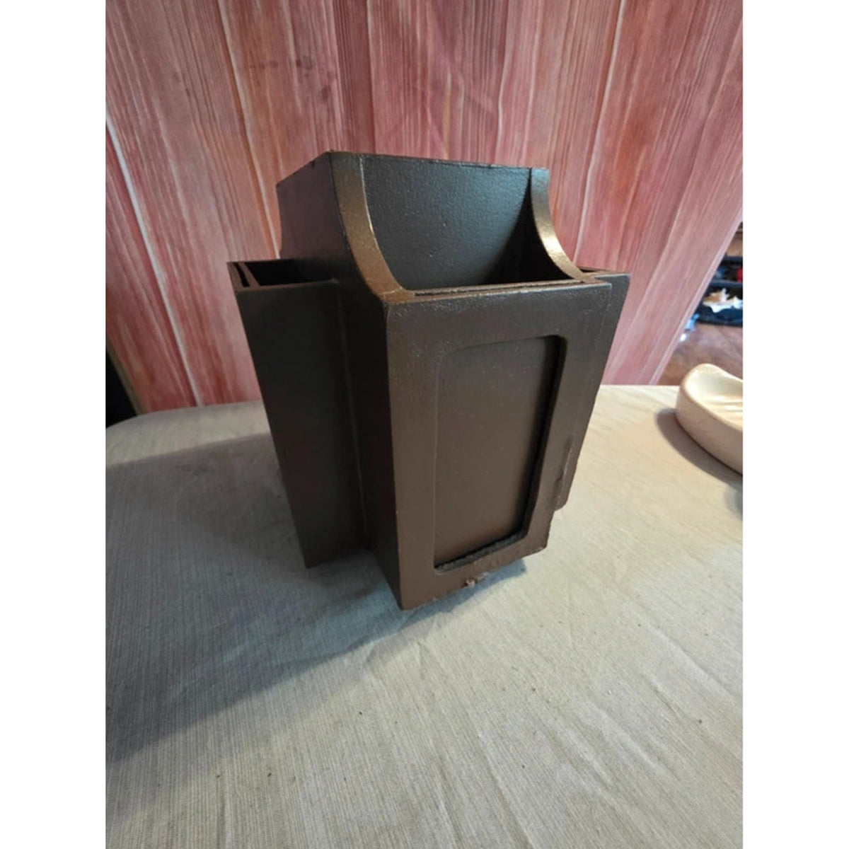 Espresso Wood Desktop Organizer Caddy w/ Built-In Picture Frames & Storage Slots
